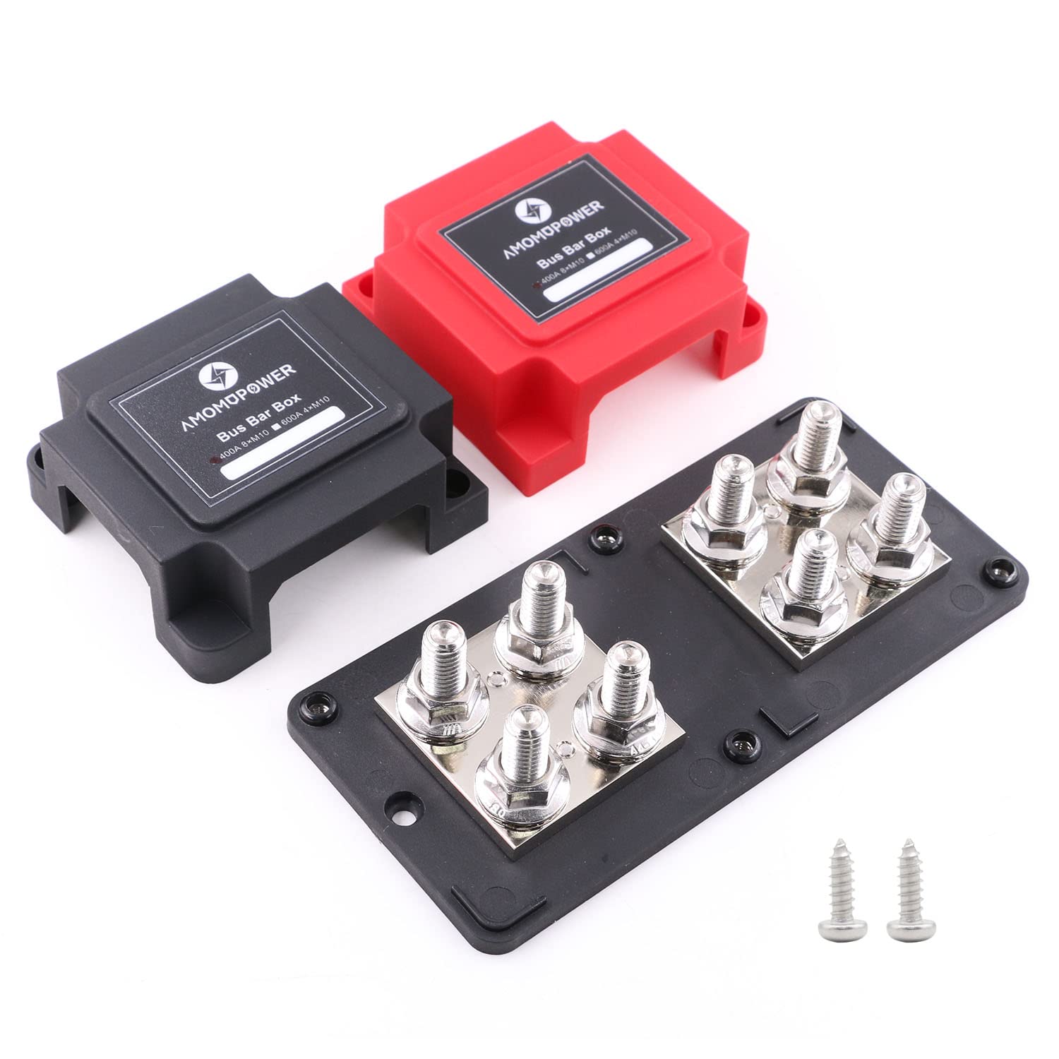 Gloaso Copper Bus Bar 12V 400A 8X 3/8'' Studs Terminals Heavy Duty Positive& Ground Power Distribution Blocks, Automotive Marine