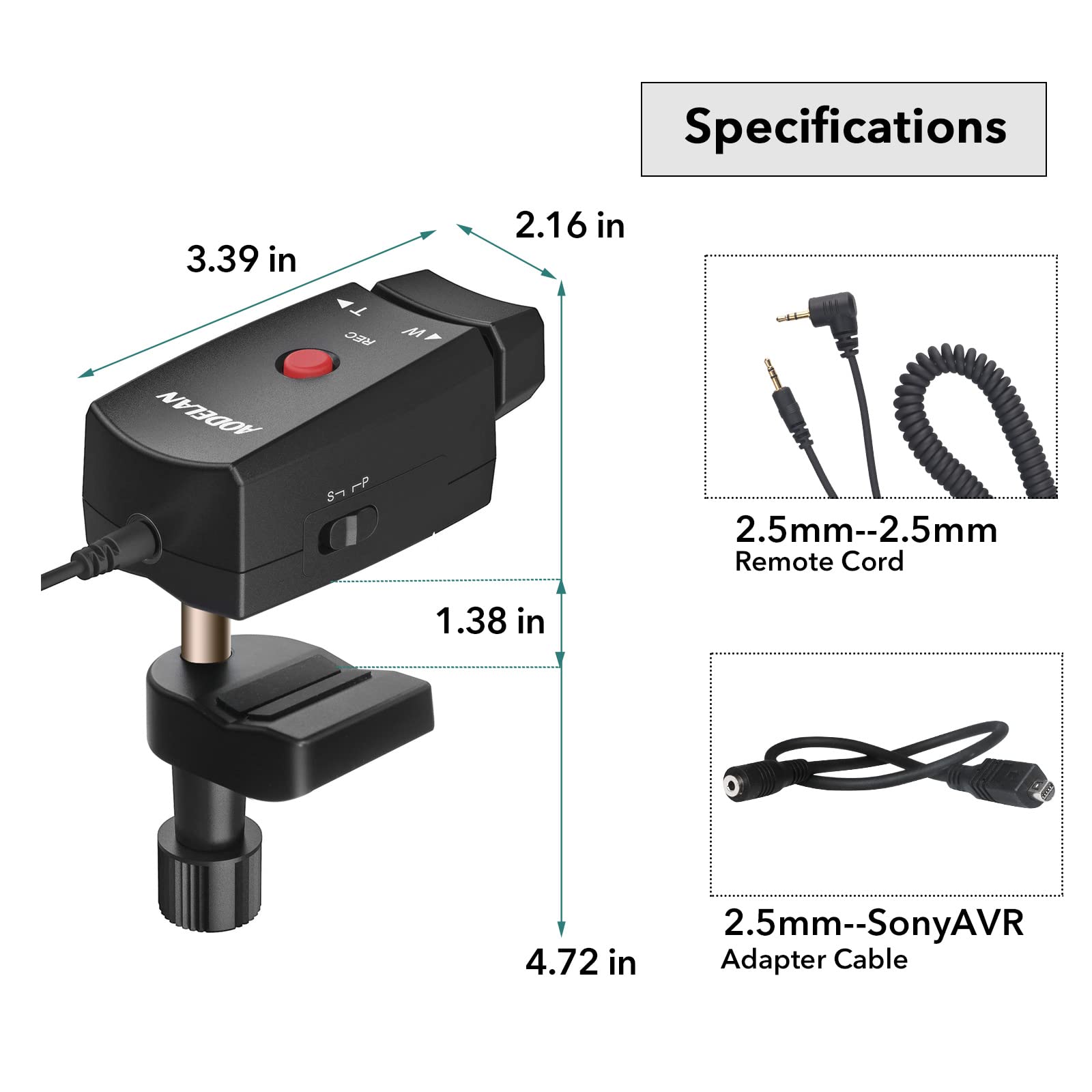 Camera Zoom Control Remote Controller, Camcorder Lanc Terminal Tripod Record Zoom Video For Sony 190P, 150P, Vx2000E, 2100E, Can