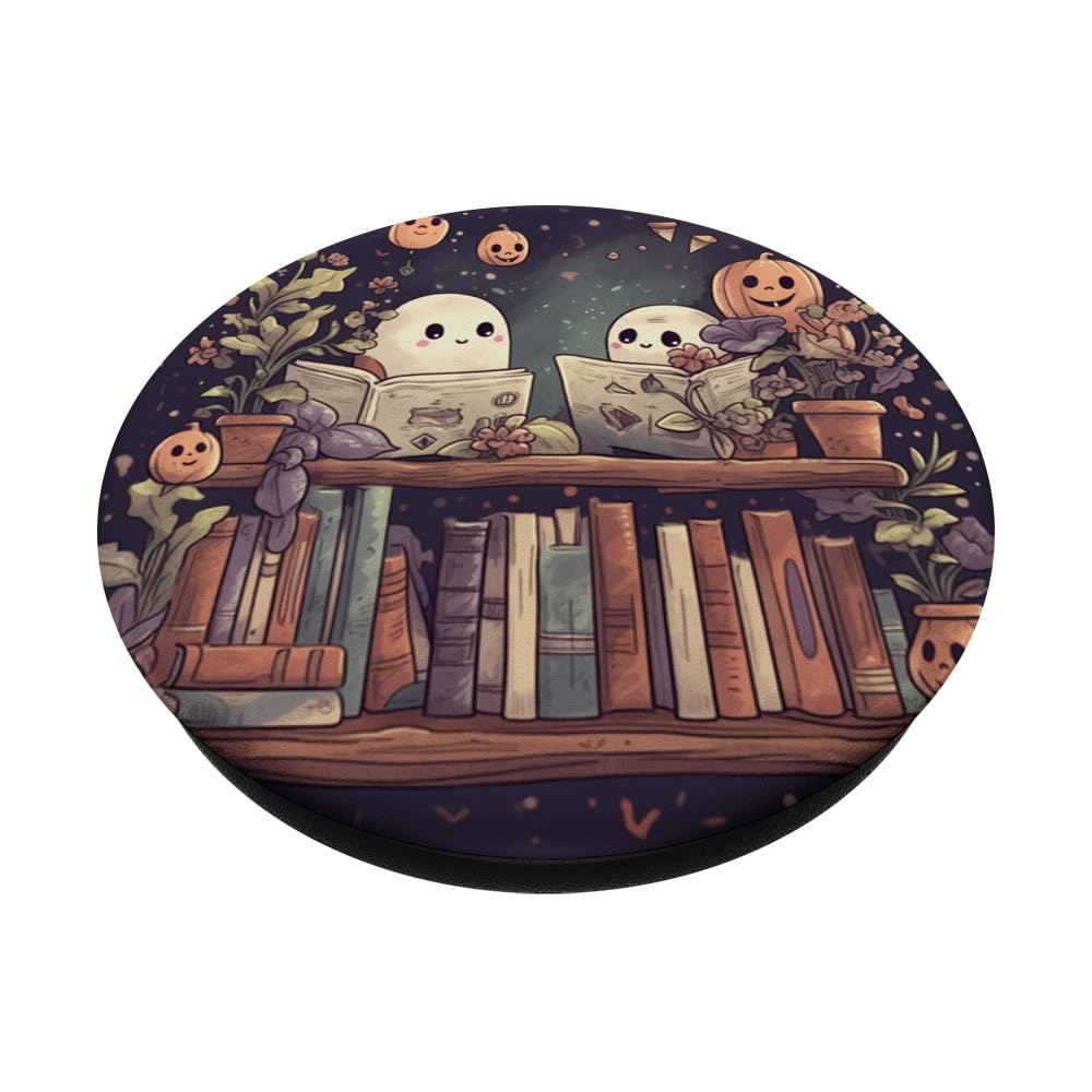 Cute Ghosts Reading Books Halloween Librarian Book Lover Popsockets Standard Popgrip