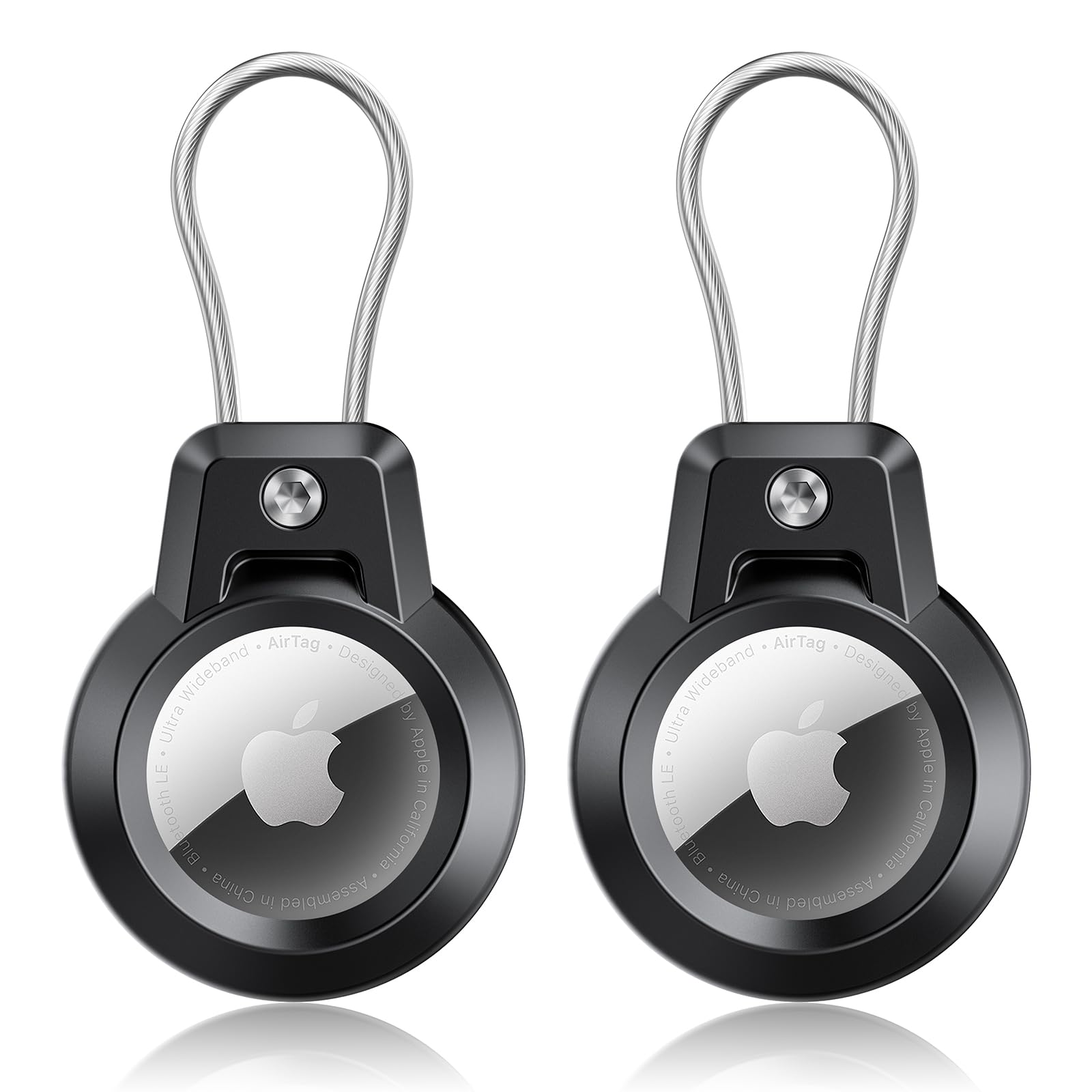 Gitfos Apple Airtag Holder, 2 Pack Airtag Keychain Holder With Wire Cable   Robust & 360 Protective Secure Airtag Holder For Lug
