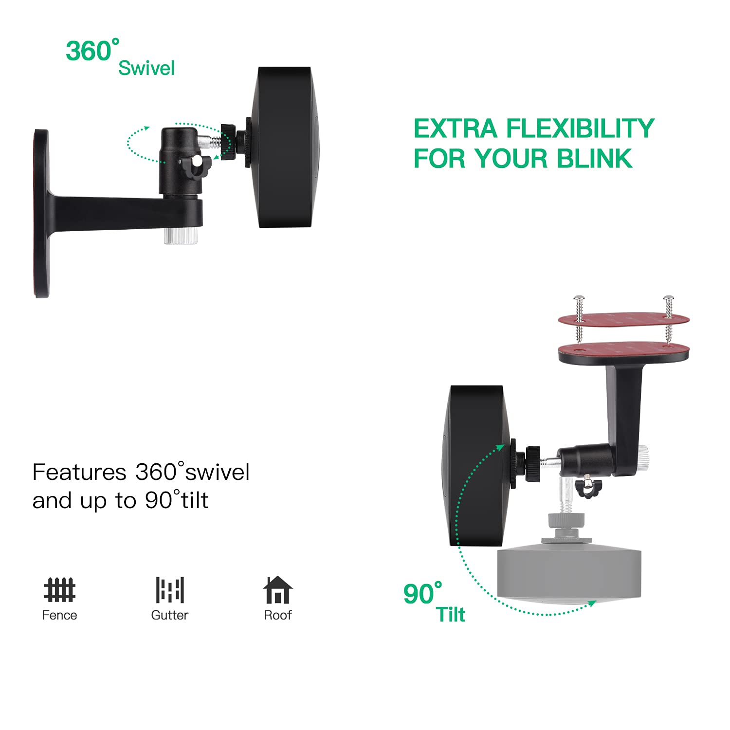 3Pack Adjustable Security Wall Mount Bracket For Blink Outdoor 4 (4Th Gen) / (3Rd Gen), Blink Xt / Xt2, Blink Mini, Perfect View Angle For Your Blink Surveillance Camera   Black