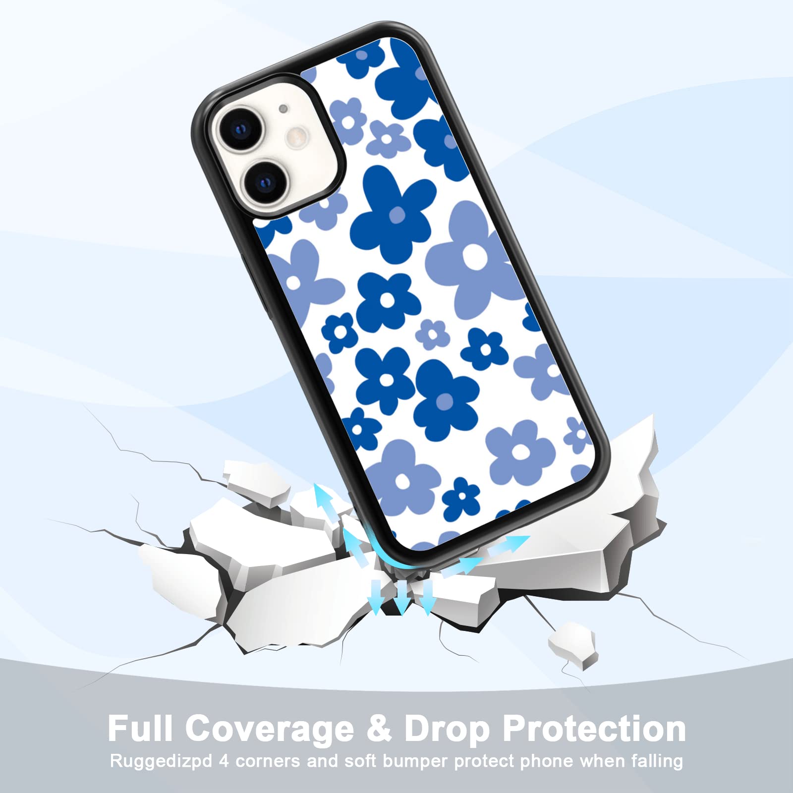 FANXI iPhone 11 (6.1 Inch) Shockproof Bloom Blue Flower TPU Phone Case
