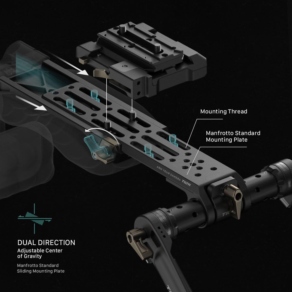 Tilta Lightweight Shoulder Rig | Foldable | Aviation Grade Aluminum Alloy | Dual Quick Release | 15Mm Rod Mount/Nato Rail Adapte