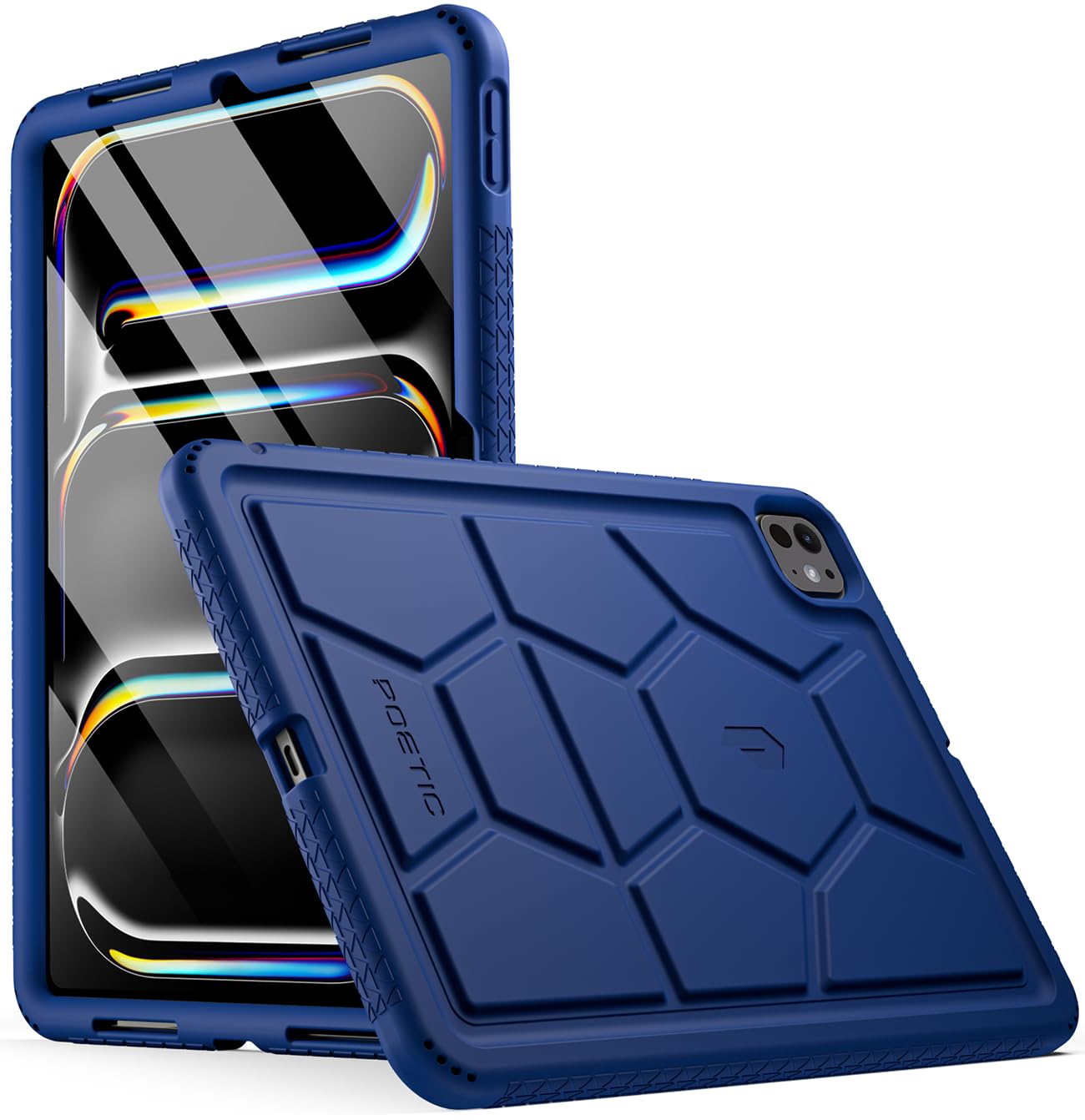 Poetic Turtleskin Case For Ipad Pro 11 Inch 2024 M4 5Th Gen, Heavy Duty Shockproof Rugged Kids Friendly Drop Protection Silicone Cover Case, Navy Blue