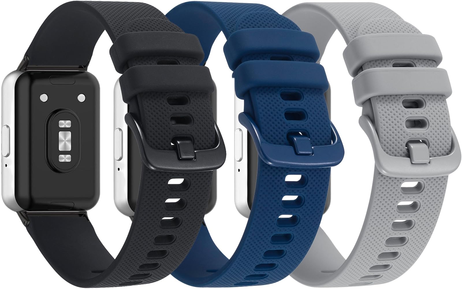 3 Pack Sport Bands Compatible With Samsung Galaxy Fit 3, Classic Soft Silicone Replacement Straps Wristbands For Galaxy Fit3 Sm-