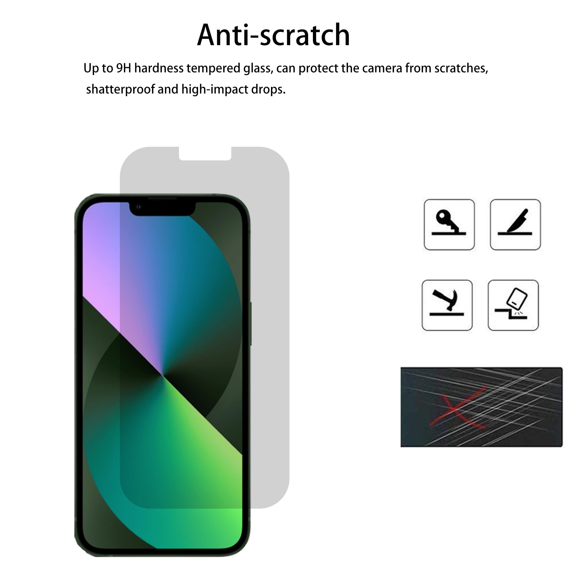 Hkkais Privacy Screen Protector For Iphone 13 Anti Spy Private Tempered Glass Film 2 Pack Camera Lens Protector Film 2 Pack Easy