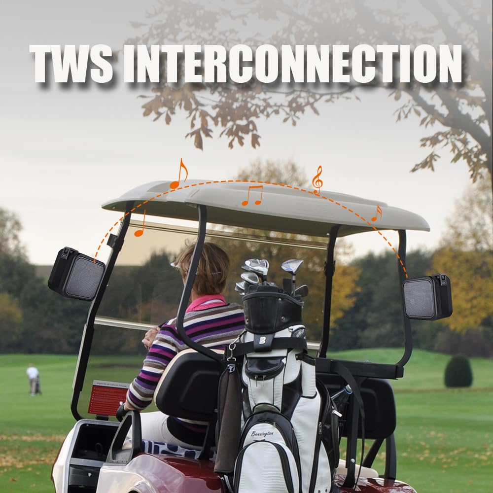 Magolfin 2 Pack Golf Cart Speakers With Storage Case, Ipx7 Magnetic Golf Speaker 15H Playtime, 20W Stereo Sound Magnetic Bluetoo