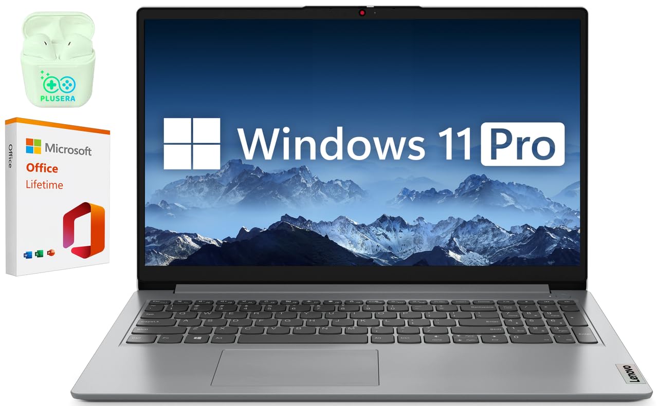 Lenovo 15.6 IdeaPad Essential Laptop Computer, Windows 11 Pro with Microsoft Office Lifetime Suite, Intel Dual Core Processor, P