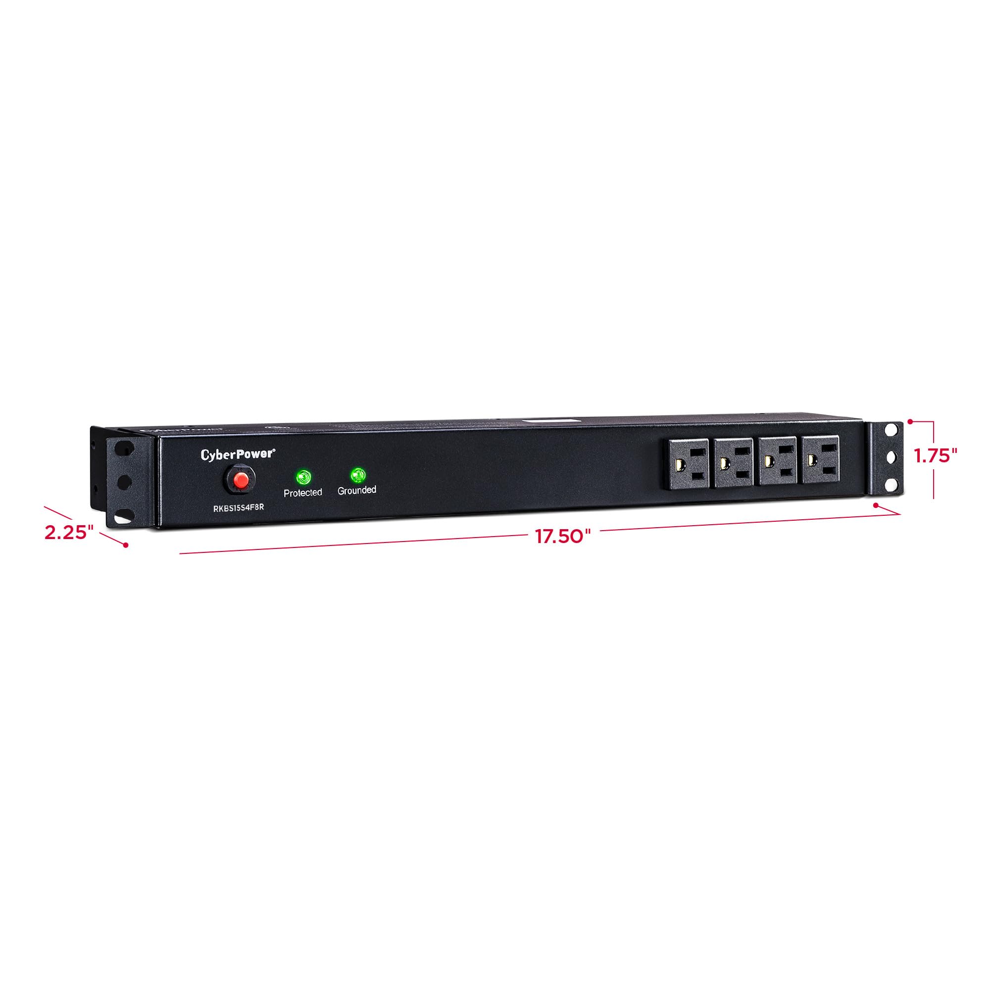 Cyberpower Rkbs15S4F8R Rackbar Surge Protector, 120V/15A, 12 Outlets, 15 Foot Power Cord, 1U Rackmount