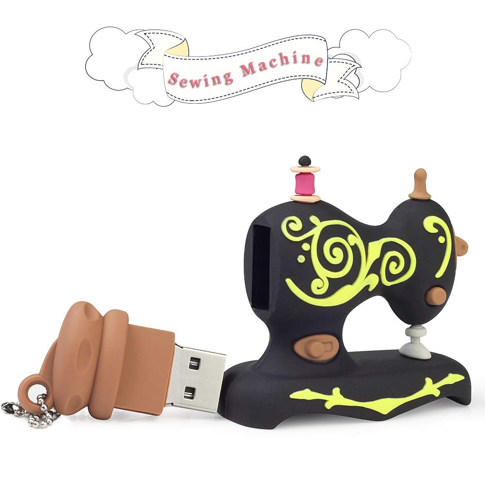 Leizhan Novelty Usb Flash Drive 32Gb Sewing Machine Shape Thumb Drive Data Storage Gift Pendrive, Black