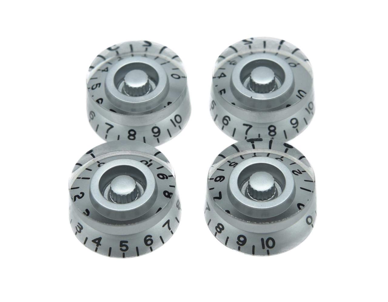 Dopro 4pcs Silver with Black Number Guitar Speed Dial Knobs Control Knob fits LP Guitar