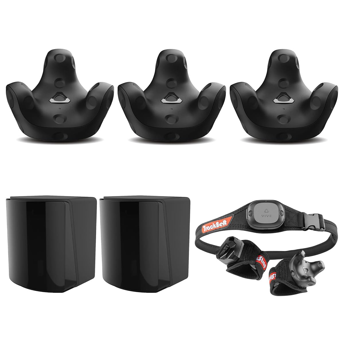 HTC 3 Pack Vive Tracker (.0) Bundle with 2X Base Station 1., Rebuff Reality TrackBelt + 2 TrackStraps Full Body Tracking VR