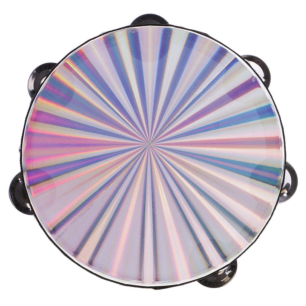 LOOM TREE Double Row Jingle Wood Polyester Radiant Tambourine Hand Drum Band Accompaniment 8.03 x 2.16inch | 1 Tambourine