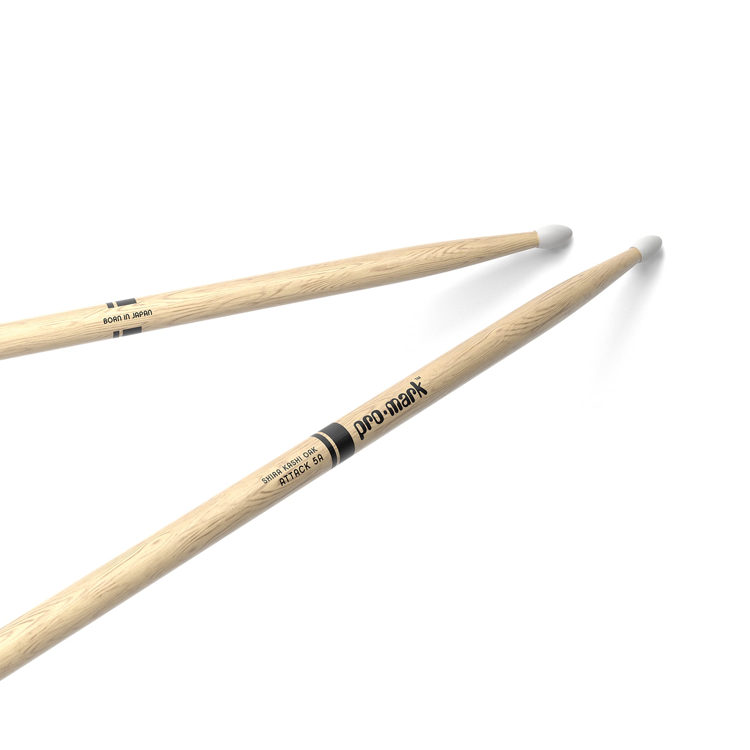ProMark Drum Sticks - Classic Attack 5A Shira Kashi Oak Drumsticks, Oval Nylon Tip, One Pair