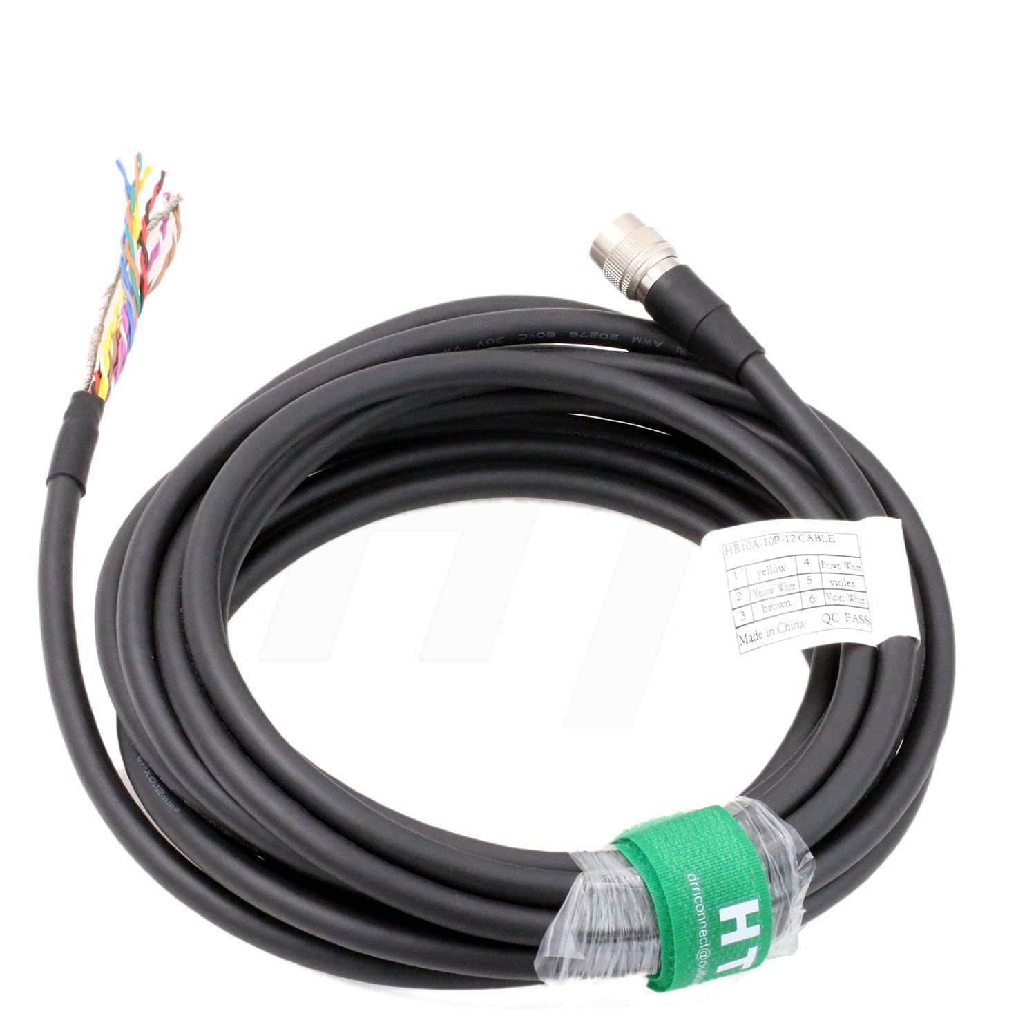 Hangton Hirose 12 Pin Female Hr10A 10P 12S To Open End For Allied Avt Gige, Sony Dxc, Panasonic, Hitachi, Jai, Basler, Dalsa, Teli, Toshiba Camera (Straight 12 Pin, 20 M)