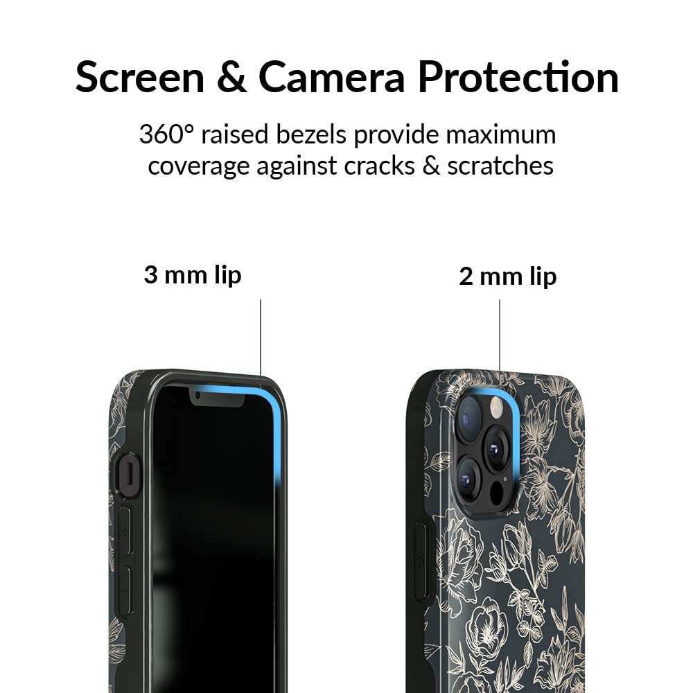 Velvet Caviar iPhone 13 Pro Floral MagSafe Compatible Case 10ft Drop Tested Grey Rose Gold