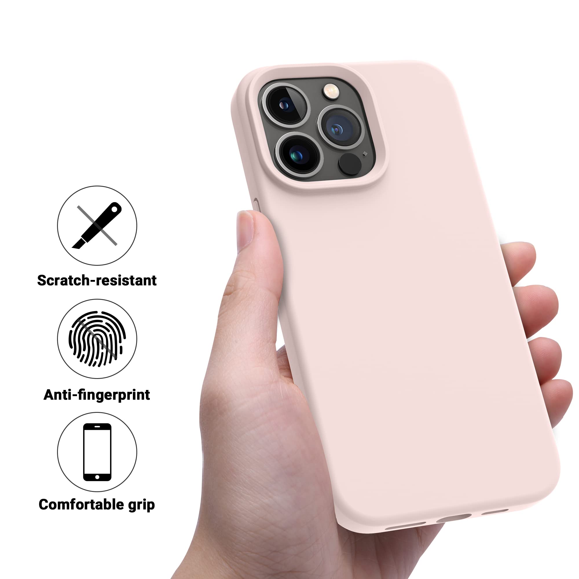 Otofly Designed For Iphone 14 Pro Case, Silicone Shockproof Slim Thin Phone Case For Iphone 14 Pro 6.1 Inch (Chalk Pink)