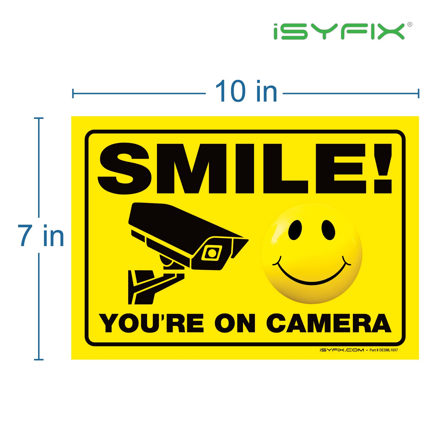 Isyfix Smile You'Re On Camera Stickers For Home   2 Pack 10X7 Inch   Self Adhesive Vinyl Sign, Laminated For Uv Protection, Weat