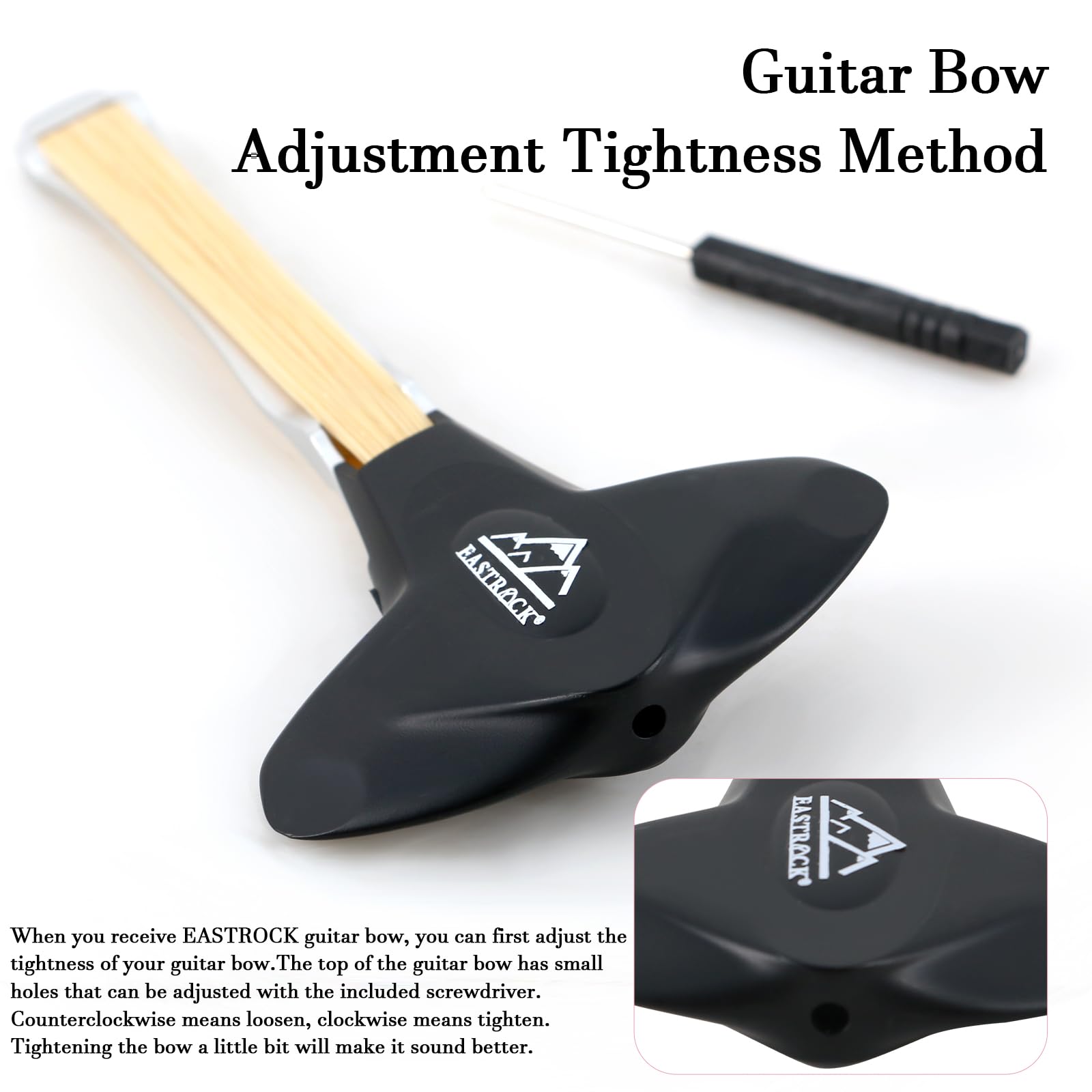 Eastrock Guitar Bow, 2 In 1 Real Horsehair Guitar Bow For Acoustic, Create Violin & Cello Like Sounds, Christmas Birthday Gift F