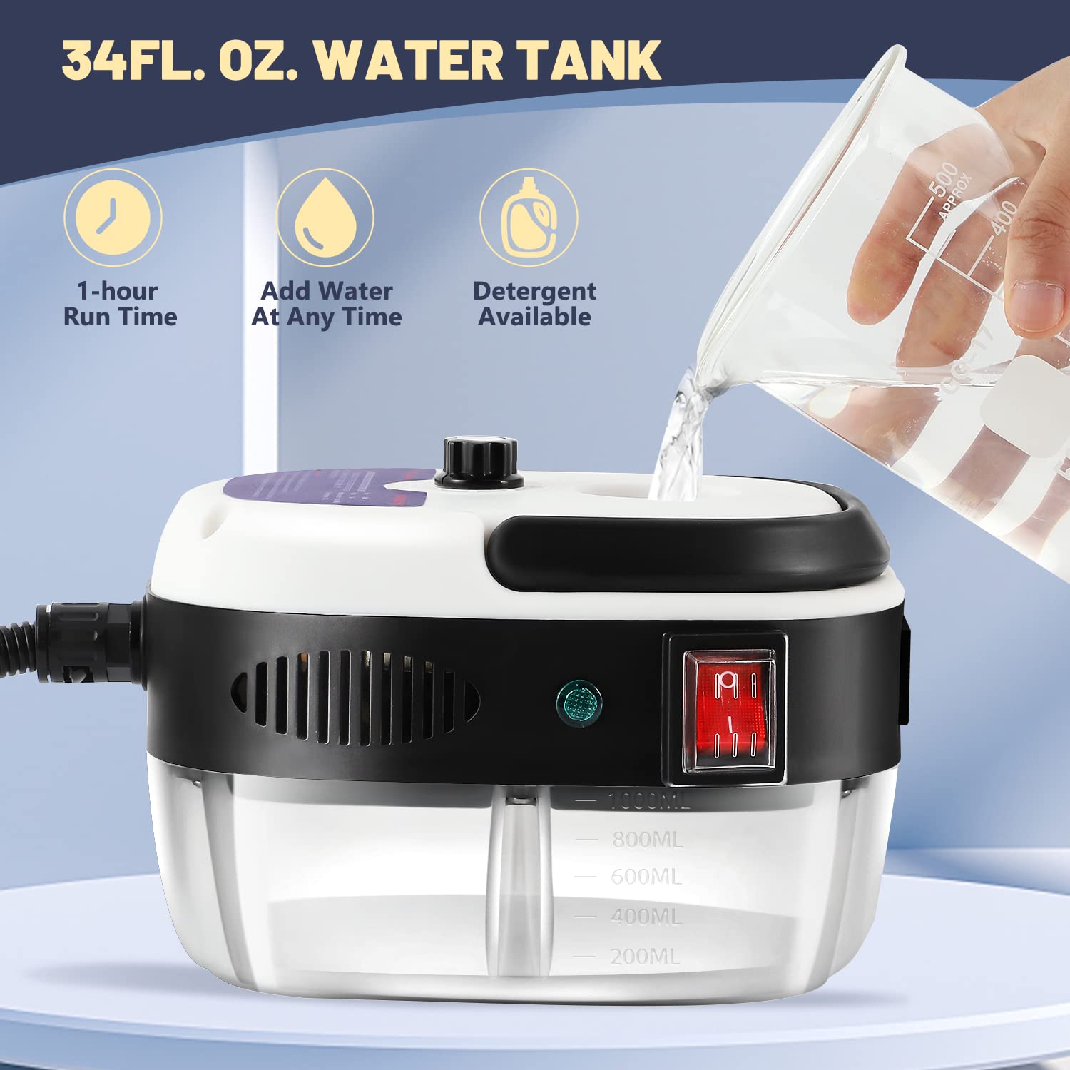 Moongiantgo High Pressure Steam Cleaner, 2500W Portable High Temp Bathroom Power Steamer Cleaning Machine Steam Humidity Adjusta