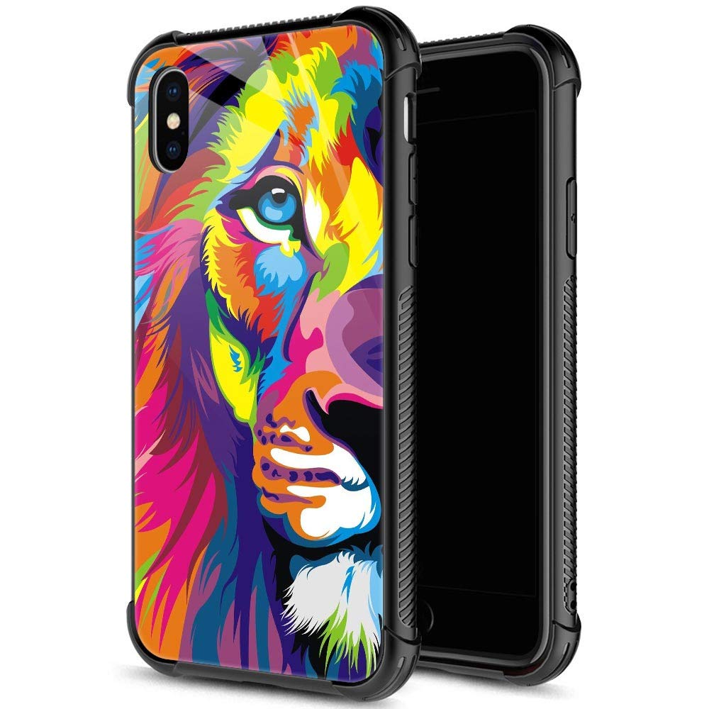 Zhegailian Case Compatible With Iphone Xs Max,Colorful Lion Case For Iphone Xs Max For Boys Men,Pattern Design Anti Scratch Orga