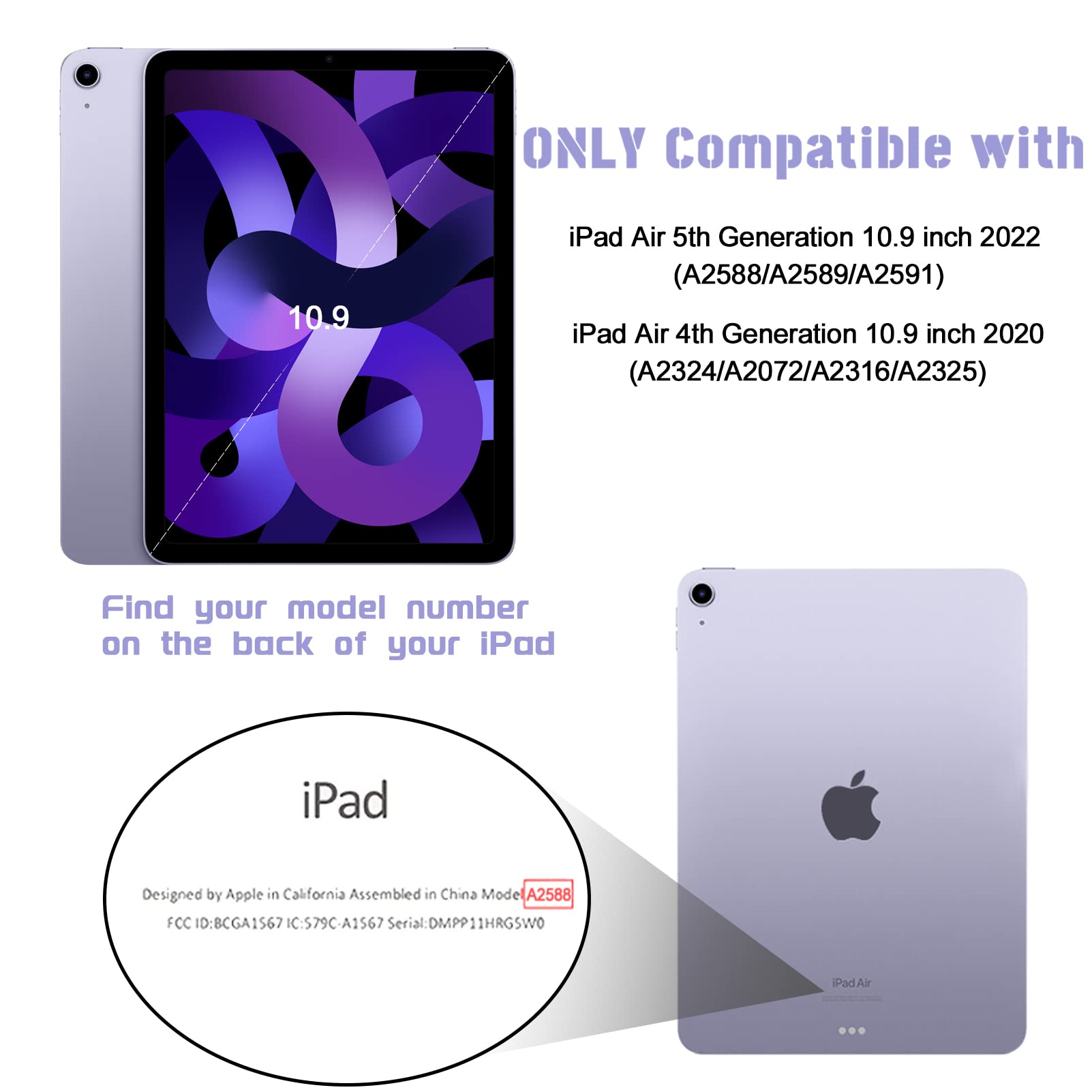 Rantice Ipad Air 5Th/4Th Generation Case With Screen Protector (2022/2020), 10.9 Inch Ipad Air Case With Pencil Holder, Slim Sho