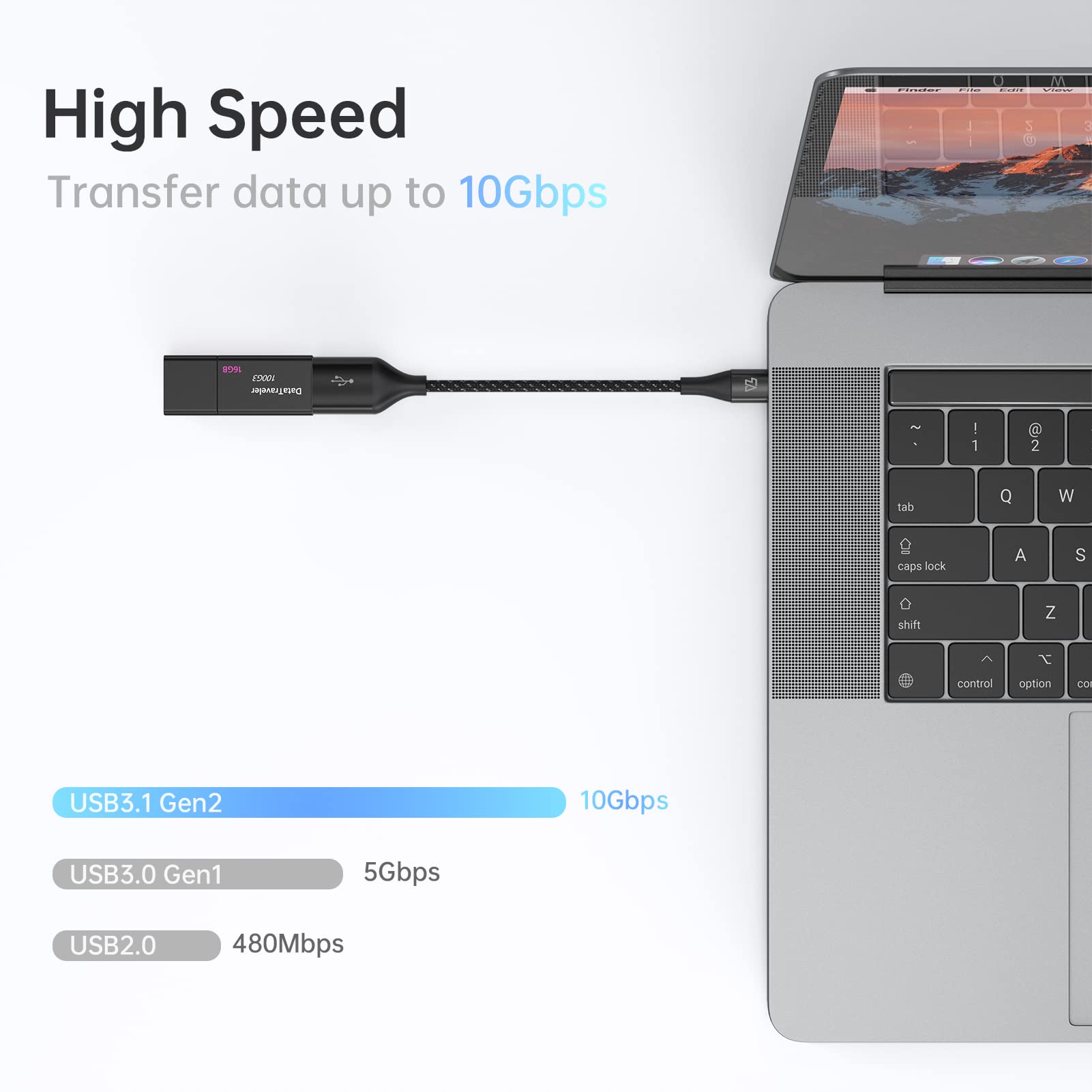 TeleAdapt USB C to USB Adapter 3.1 Gen2 OTG 10Gbps Black C0401B