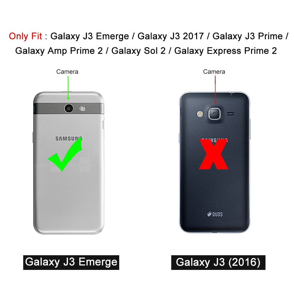 J&D Case Compatible For Samsung Galaxy J3 Emerge/Galaxy J3 2017 / Galaxy J3 Prime Case, Heavy Duty Dual Layer Hybrid Shockproof