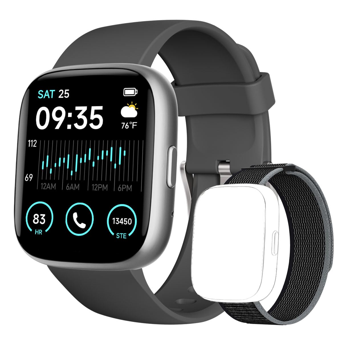 Toobur Smart Watch For Women Men, 1.83'' Fitness Tracker Watch With Heart Rate/Step Tracker/Pedometer/Sleep, Ip68 Waterproof Sma