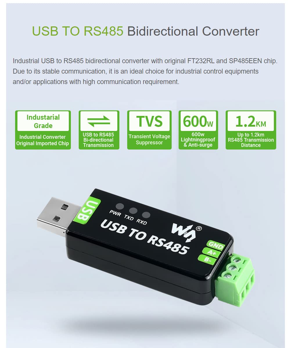 Coolwell Industrial Usb To Rs485 Converter Bidirectional Rs485 To Usb Converter Adapter Onboard Original Ft232Rl And Sp485Een
