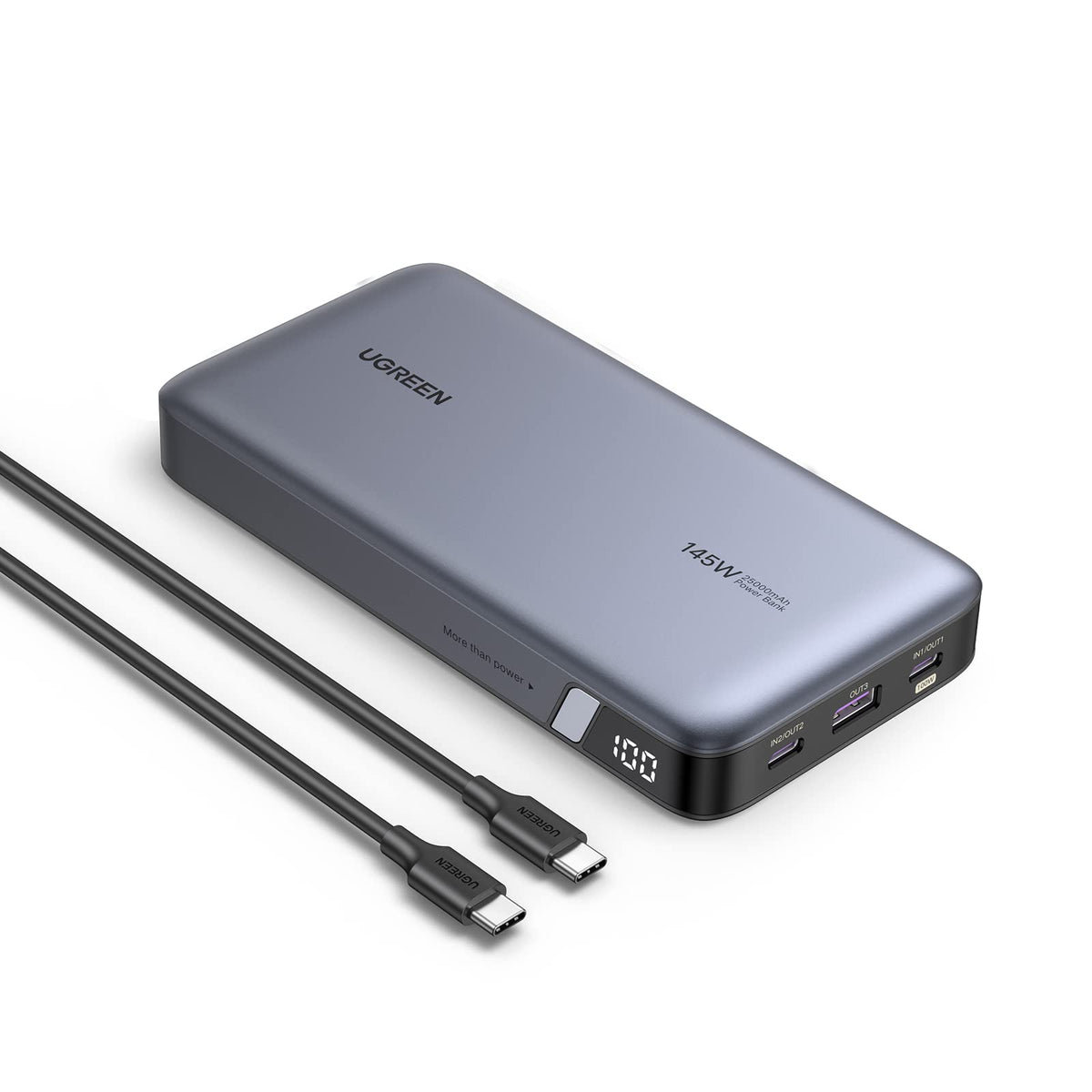 Ugreen 145W Power Bank 25000Mah Portable Charger Usb C 3 Port Pd30 Battery Pack Digital Display, 65W Fast Recharge, Compatible W