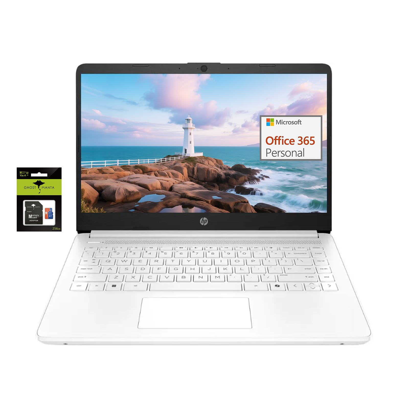HP 14 Ultralight Student-Laptop, Laptops with 1Yr Office 365, Intel 4-Cores N4120 8GB RAM 320GB Storage (64GB eMMC+256GB Ghost M