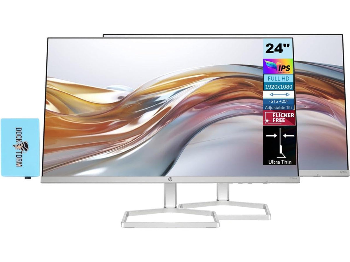 Hp 24'' Fhd Ips (1920X1080) Monitor (Replaces M24Fw) Bundle W/Docztorm Dock, 100Hz Refresh Rate, Hdmi, Vga, Anti-Glare Coating, 