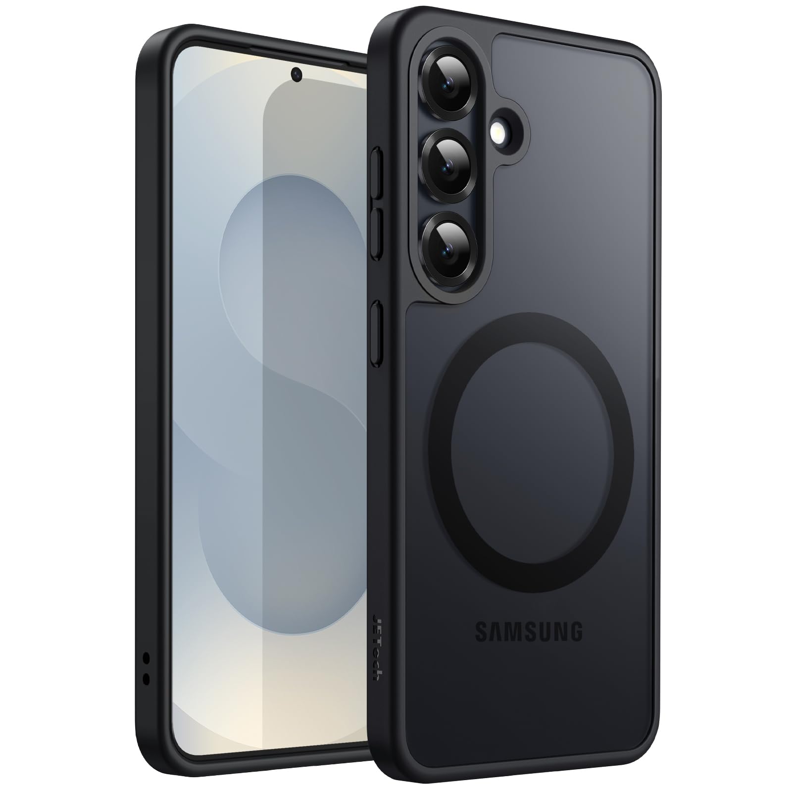JETech Magnetic Case for Samsung Galaxy S25 5G, Compatible with MagSafe, Translucent Matte Back Shockproof Phone Cover (Black)