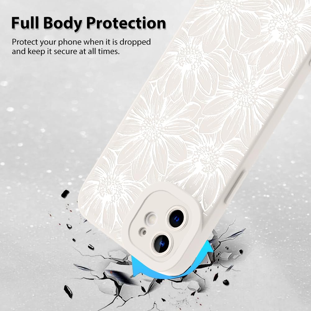 Mzelq For Iphone 11 Case Case, Silicone Black Floral Flowers Sunflowers Cute Pattern, Camera Protection Soft Slim Phone Case For