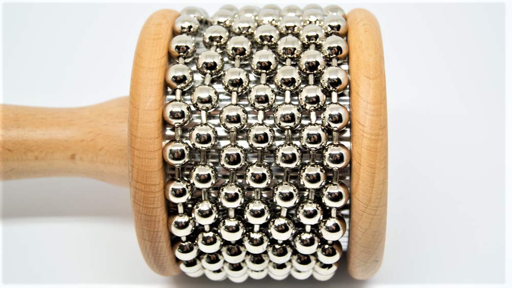 Nino Percussion Nino702 Kids Wooden Cabasa With Stainless Steel Beaded Chain And Cylinder For Classroom Band/Music