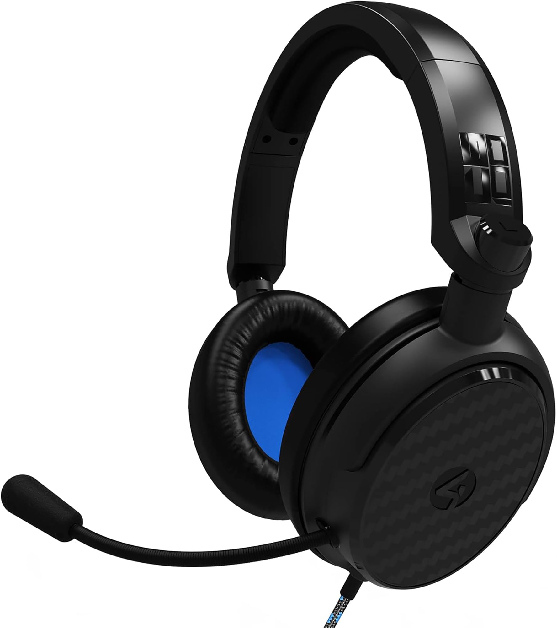 4Gamers C6-100 Black & Blue Over Ear Gaming Headset Compatible with PS4/PS5, Xbox, Switch, PC with Flexible Mic, 3.5mm Jack, 1.5