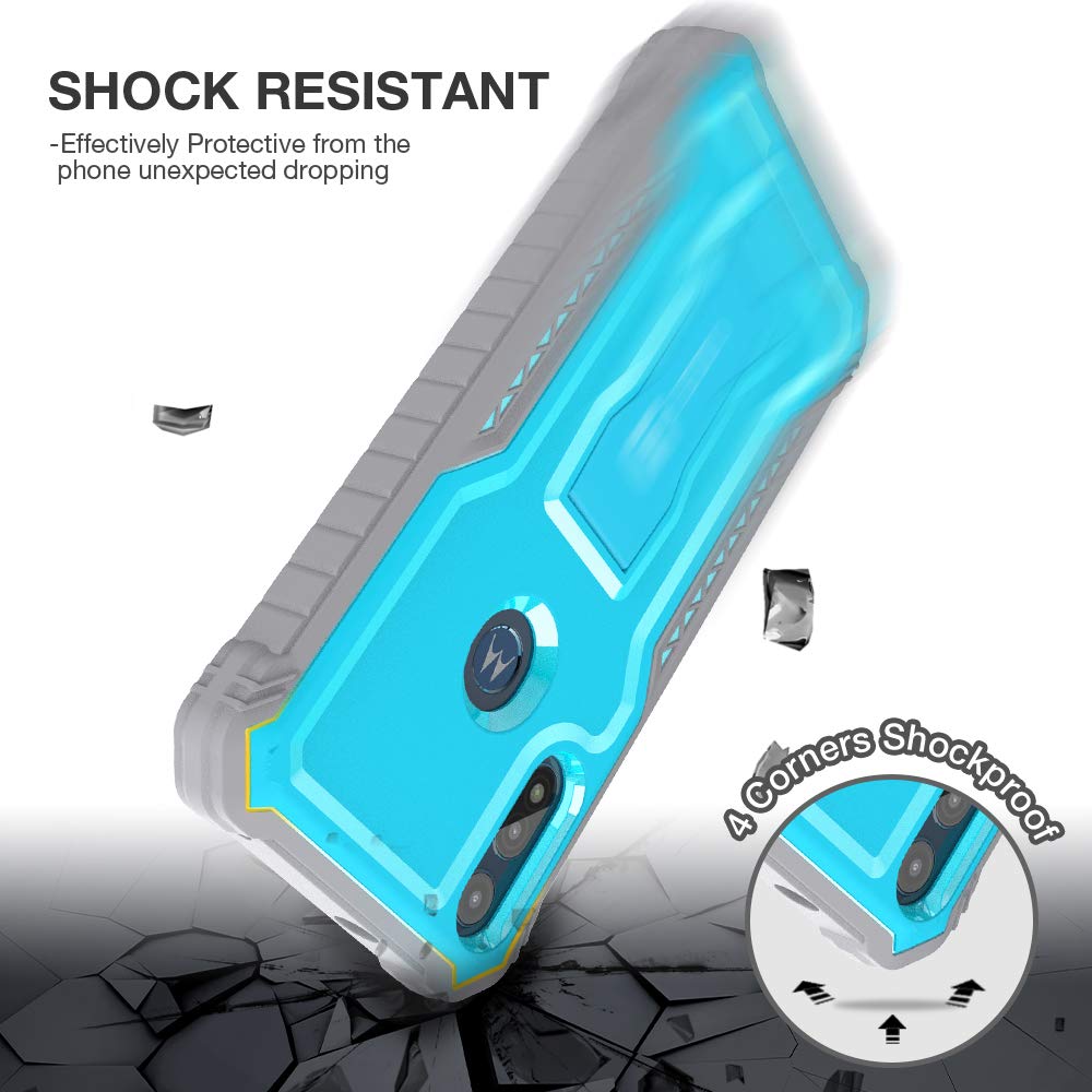 Fito For Moto E Phone Case, Dual Layer Shockproof Heavy Duty Case For Motorola Moto E 2020 Phone With Screen Protector, Built In