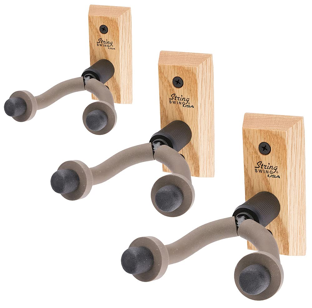 String Swing Wall Mount Guitar Hangers Oak (3 Pack) Cc01 O