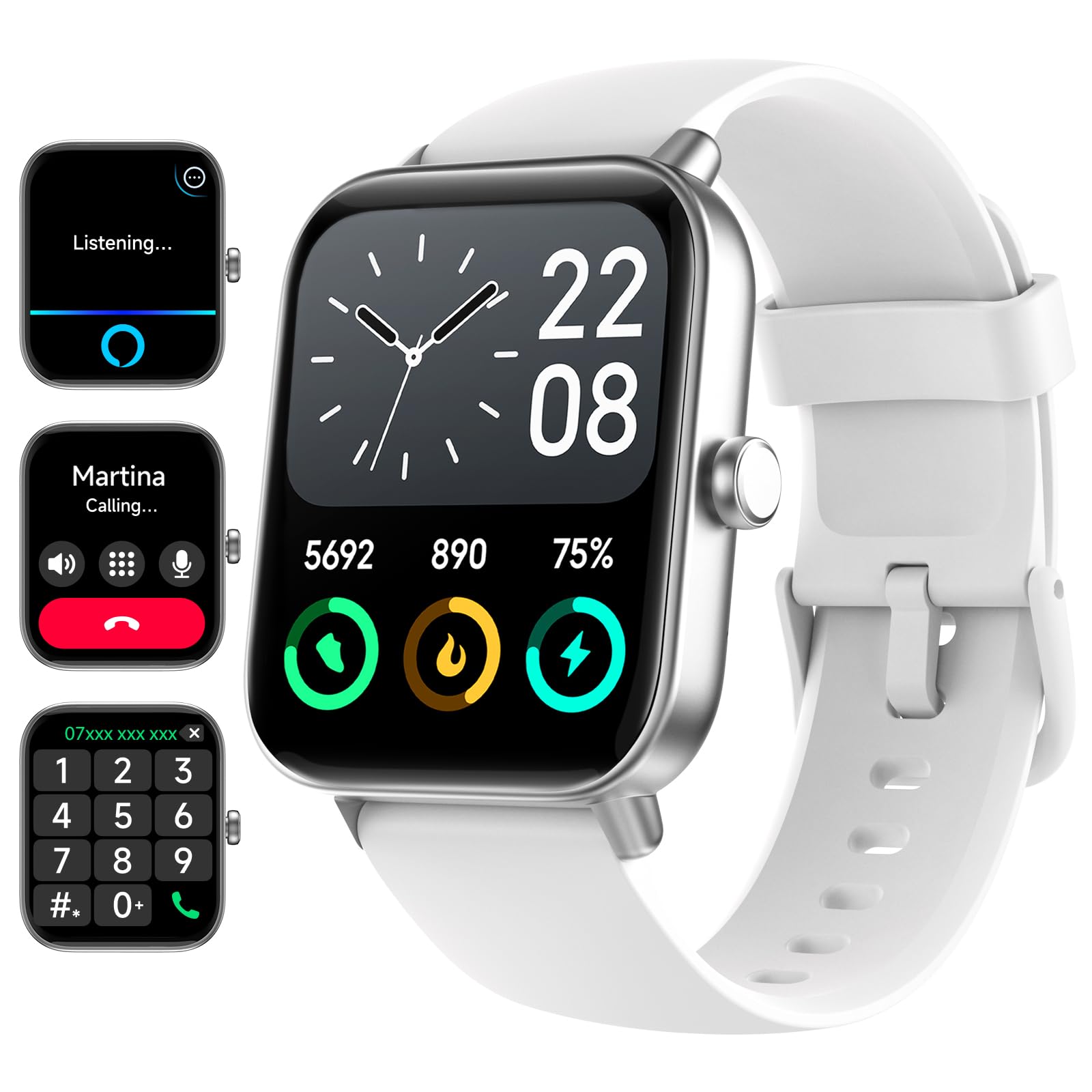 Smart Watches For Men Women Make/Answer Call, 1.8 '' Hd Smart Watch With Alexa, Fitness Tracker With Spo2 Heart Rate/Sleep Monit