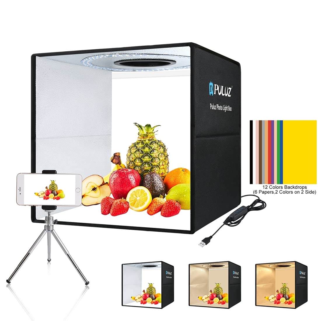 Photo Light Box 16'X16' 3S Quick Install Portable Studio Kit With Soft Light Cloth Professional Photography Equipment Adjustable White Light, Soft Light, Warm Light(16X16 Inch)