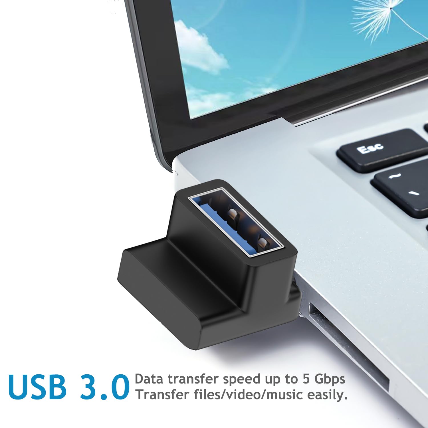 Xsusmdom 90 Degree Usb 3.0 Male To Female Adapter, (4 Pack) Up And Down & Left And Right Angle Usb A Extender Connector For Pc,