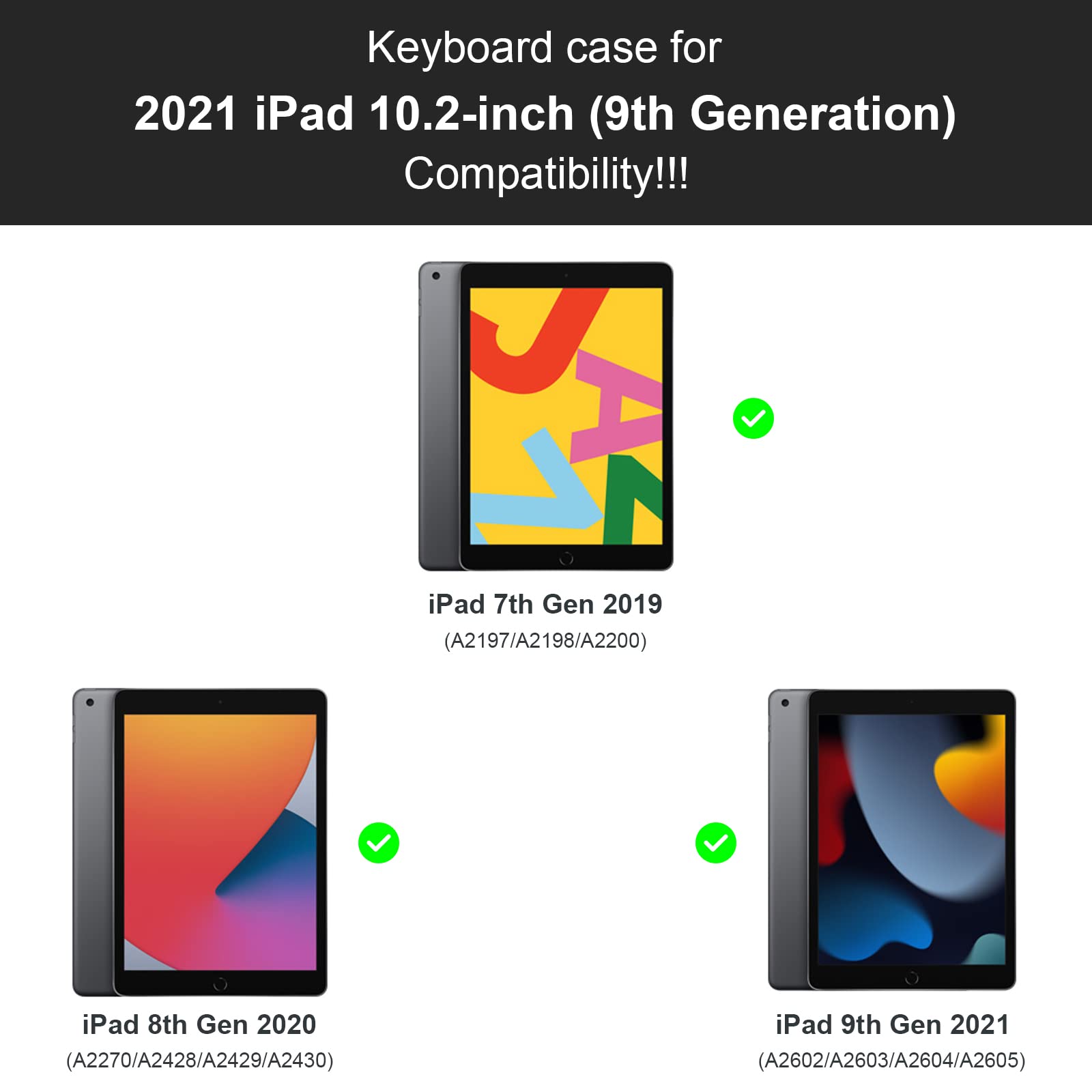 Aliwlhof Case Keyboard For Ipad 10.2  Keyboard Case For Ipad Ipad 9Th Generation 2021 8Th Gen 2020 7Th Gen 2019 7 Color Backlit