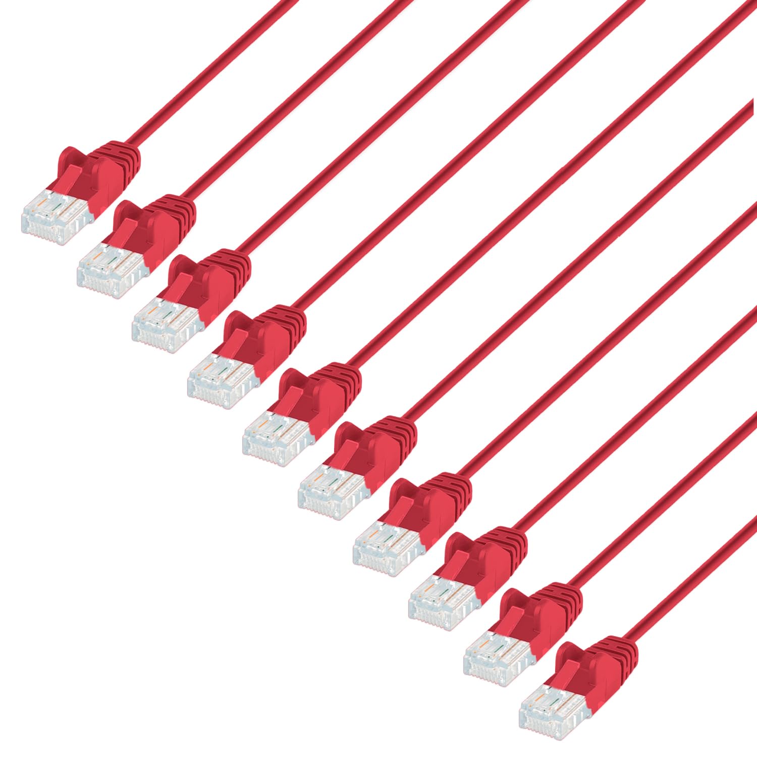 Cat6 U/Utp Slim Network Patch Cable, 3 Ft., Red, 10-Pack