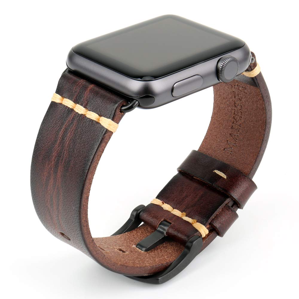 Rezero Compatible With Apple Watch Straps 49Mm 45Mm 44Mm 42Mm 41Mm 38Mm 40Mm, Genuine Leather Wristband Replacment For Iwatch Se