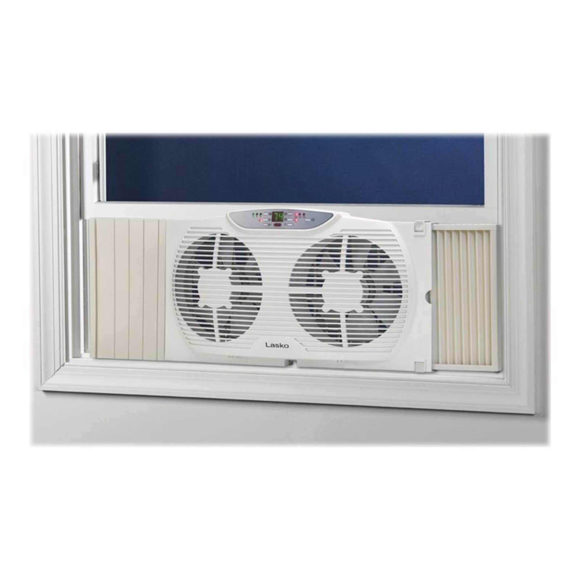 Lasko Electrically Reversible Twin Window Fan With Remote Control, 9 Inch, White
