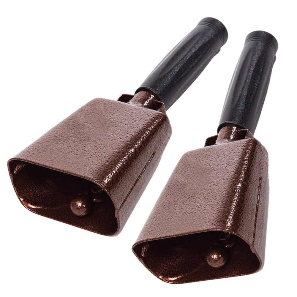 2 Pack 7 In. Steel Cowbell/Noise Makers With Handles. Cheering Bell For Sporting, Football Games, Events. Large Solid School Han
