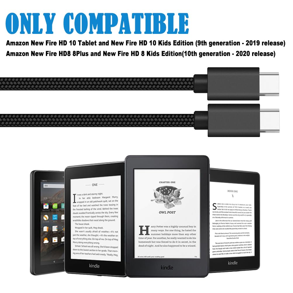 2Pack 10Ft Usb C Cable Fast Charger For Amazon Fire Hd 10 9Th   11Th Generation Tablet 2019 2021,Hd 8 2020 Gen Hd7 Inch 2022 Kids Pro Edition,Usbc Charging Cable Power Cord For Kindle Fire Max 11 2023