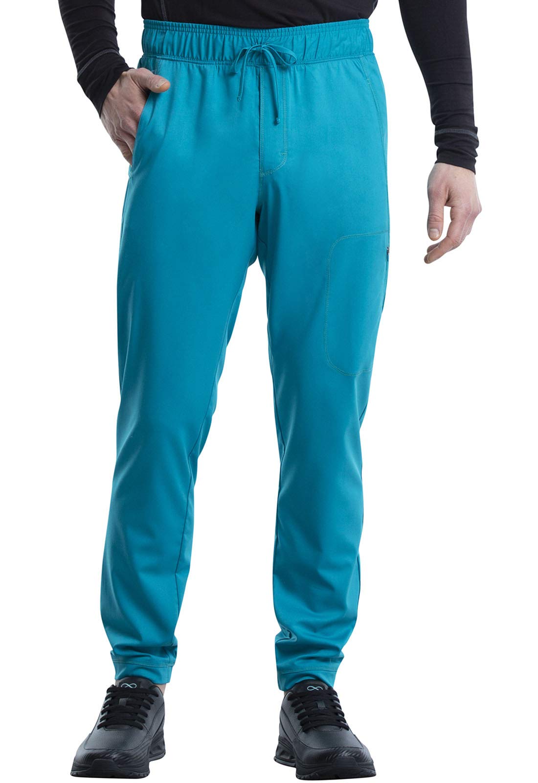 Cherokee Men Scrubs Pant Workwear Revolution Natural Rise Jogger Ww012S, M Short, Teal Blue