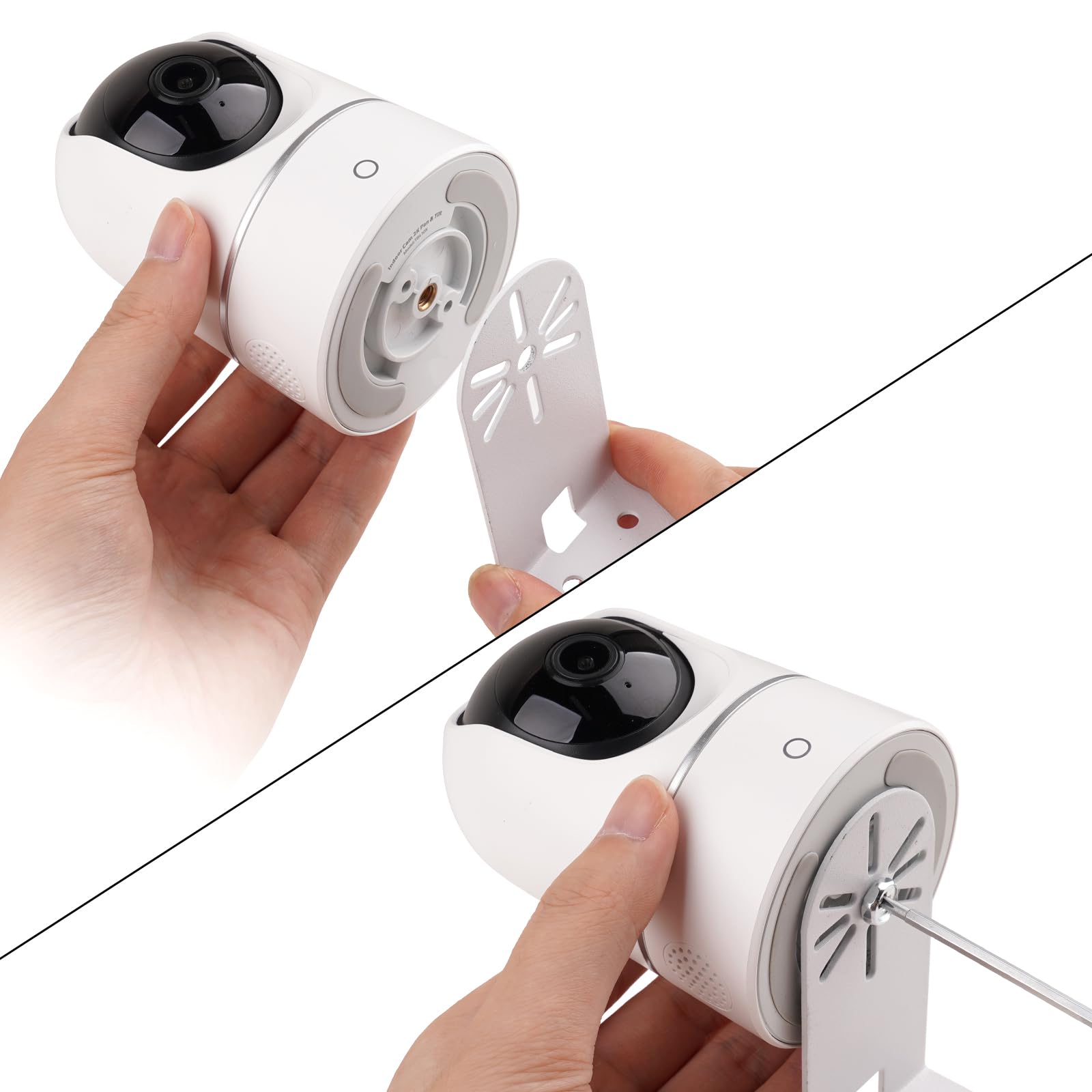 UYODM Adhesive Metal Wall Mount for Eufy Security Solo Indoor Cam E220 & P24, No Drilling, White, Easy Installation, 2-Pack